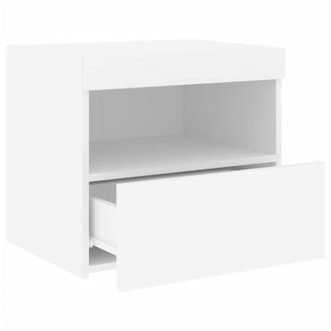 SZAFKA NOCNA Z OŚWIETLENIEM LED BIAŁA 50X40X45CM
