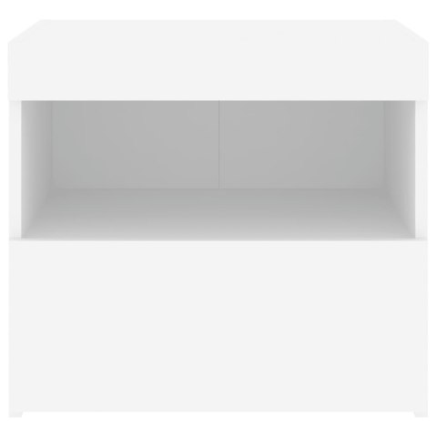 SZAFKA NOCNA Z OŚWIETLENIEM LED BIAŁA 50X40X45CM