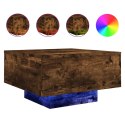 STOLIK KAWOWY Z LED PRZYDYMIONY DĄB 55X55X31CM