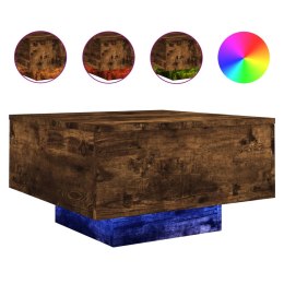 STOLIK KAWOWY Z LED PRZYDYMIONY DĄB 55X55X31CM