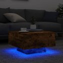 STOLIK KAWOWY Z LED PRZYDYMIONY DĄB 55X55X31CM