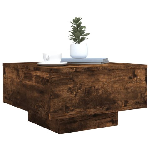 STOLIK KAWOWY Z LED PRZYDYMIONY DĄB 55X55X31CM