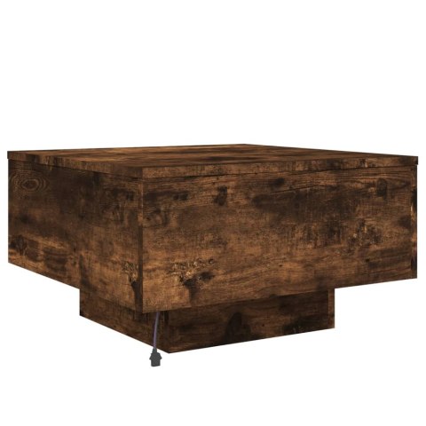 STOLIK KAWOWY Z LED PRZYDYMIONY DĄB 55X55X31CM