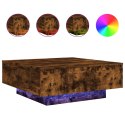 STOLIK KAWOWY Z LED PRZYDYMIONY DĄB 80X80X31CM