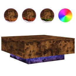 STOLIK KAWOWY Z LED PRZYDYMIONY DĄB 80X80X31CM