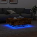 STOLIK KAWOWY Z LED PRZYDYMIONY DĄB 80X80X31CM