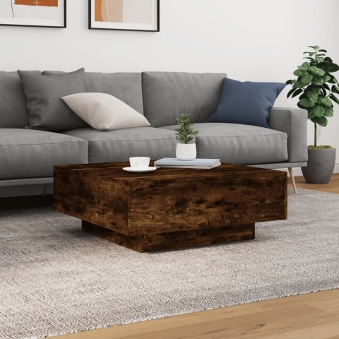 STOLIK KAWOWY Z LED PRZYDYMIONY DĄB 80X80X31CM