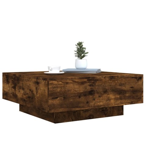 STOLIK KAWOWY Z LED PRZYDYMIONY DĄB 80X80X31CM