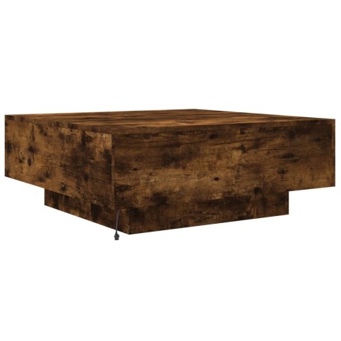 STOLIK KAWOWY Z LED PRZYDYMIONY DĄB 80X80X31CM