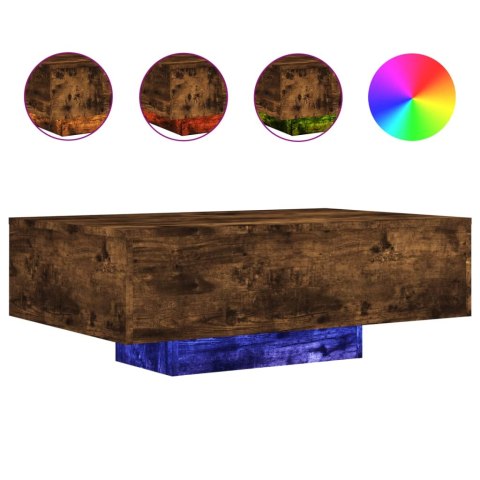 STOLIK KAWOWY Z PODŚWIETLENIEM LED PRZYDYMIONY DĄB 85X55X31CM