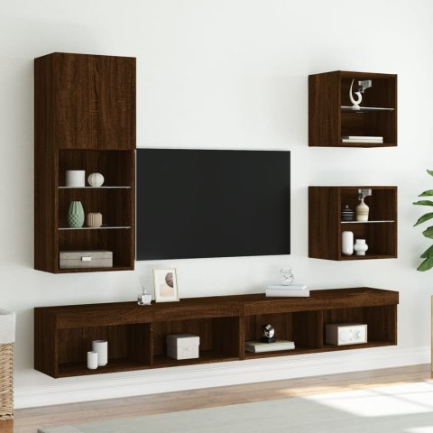 SZAFKA TV Z LED BRĄZOWY DĄB 40,5X30X102CM