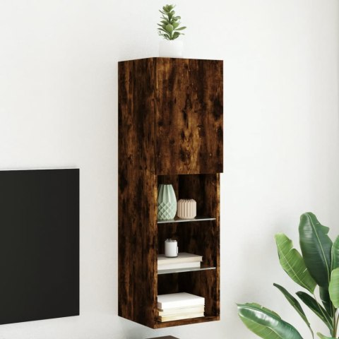 SZAFKA TV Z LED PRZYDYMIONY DĄB 30,5X30X102CM