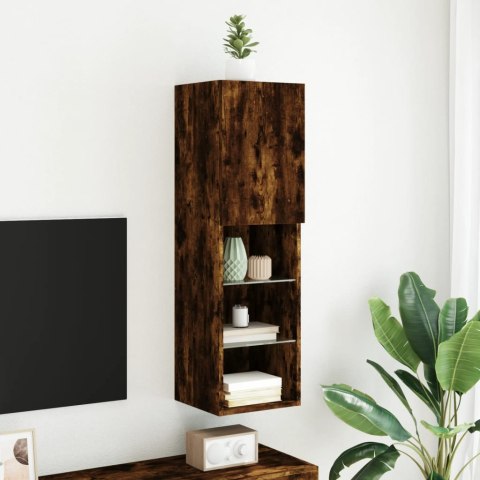 SZAFKA TV Z LED PRZYDYMIONY DĄB 30,5X30X102CM