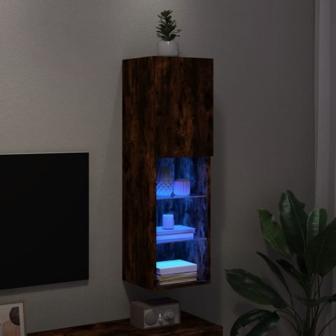 SZAFKA TV Z LED PRZYDYMIONY DĄB 30,5X30X102CM
