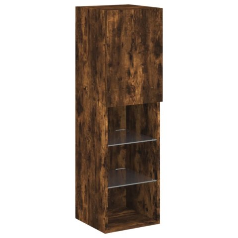 SZAFKA TV Z LED PRZYDYMIONY DĄB 30,5X30X102CM