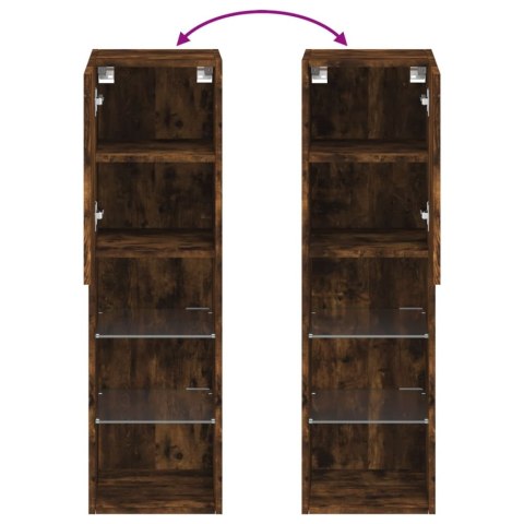 SZAFKA TV Z LED PRZYDYMIONY DĄB 30,5X30X102CM