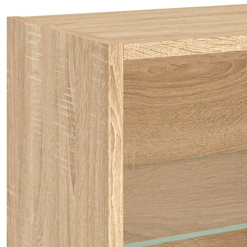 SZAFKA NOCNA Z OŚWIETLENIEM LED ŚCIENNA KOLOR DĄB SONOMA