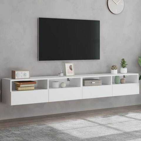 ŚCIENNE SZAFKI TV 2 SZT. BIAŁE 100X30X30CM