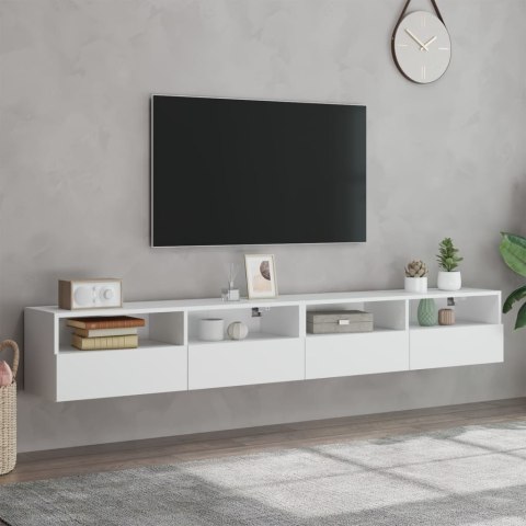 ŚCIENNE SZAFKI TV 2 SZT. BIAŁE 100X30X30CM
