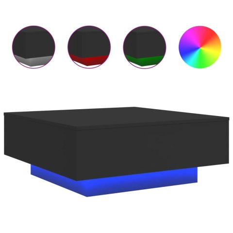 STOLIK KAWOWY Z OŚWIETLENIEM LED CZARNY 80X80X31CM