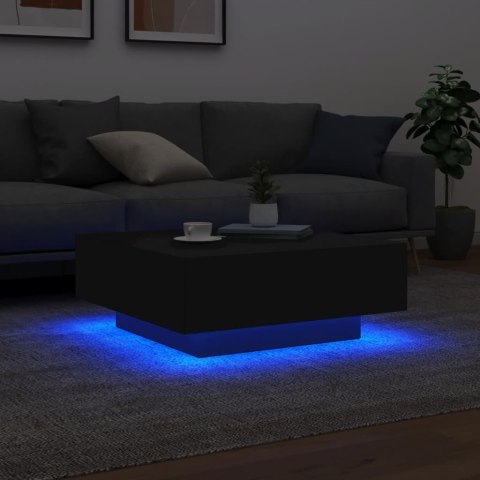 STOLIK KAWOWY Z OŚWIETLENIEM LED CZARNY 80X80X31CM