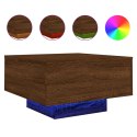 STOLIK KAWOWY Z PODŚWIETLENIEM LED BRĄZOWY DĄB 55X55X31CM