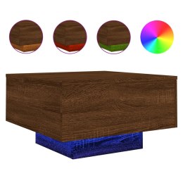 STOLIK KAWOWY Z PODŚWIETLENIEM LED BRĄZOWY DĄB 55X55X31CM