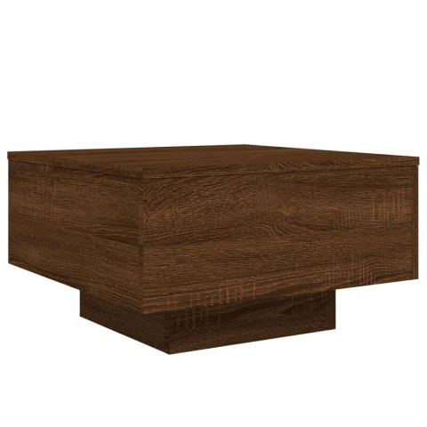 STOLIK KAWOWY Z PODŚWIETLENIEM LED BRĄZOWY DĄB 55X55X31CM