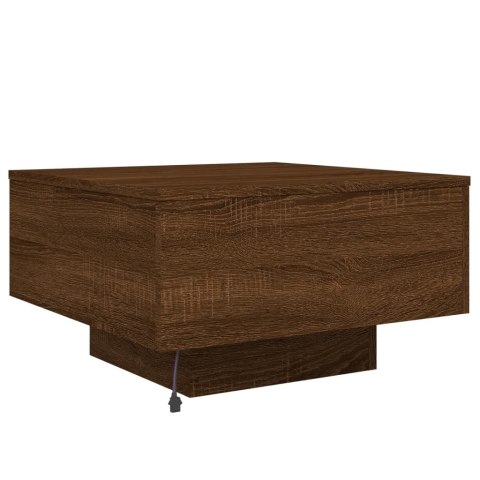 STOLIK KAWOWY Z PODŚWIETLENIEM LED BRĄZOWY DĄB 55X55X31CM