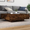 STOLIK KAWOWY Z LED PRZYDYMIONY DĄB 100X100X31CM