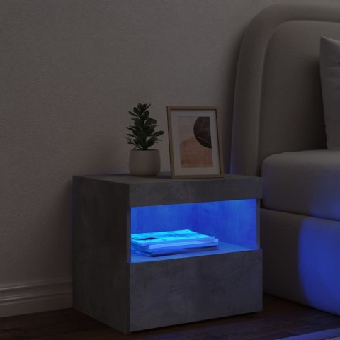 SZAFKA NOCNA Z OŚWIETLENIEM LED SZAROŚĆ BETONU 50X40X45CM