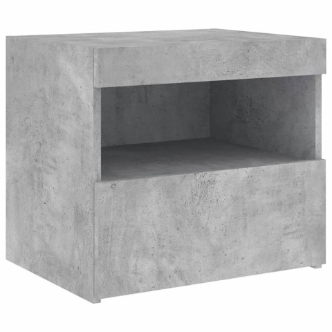 SZAFKA NOCNA Z OŚWIETLENIEM LED SZAROŚĆ BETONU 50X40X45CM