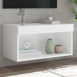 SZAFKA POD TV Z OŚWIETLENIEM LED BIAŁA 60X30X30CM