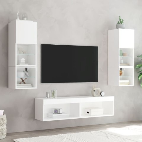 SZAFKA POD TV Z OŚWIETLENIEM LED BIAŁA 60X30X30CM