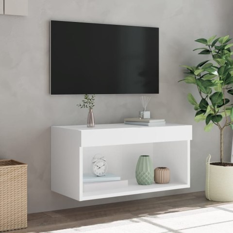 SZAFKA POD TV Z OŚWIETLENIEM LED BIAŁA 60X30X30CM