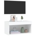 SZAFKA POD TV Z OŚWIETLENIEM LED BIAŁA 60X30X30CM