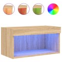 SZAFKA POD TV, Z OŚWIETLENIEM LED, DĄB SONOMA, 60X30X30 CM