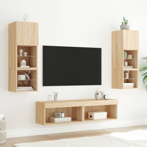 SZAFKA POD TV, Z OŚWIETLENIEM LED, DĄB SONOMA, 60X30X30 CM