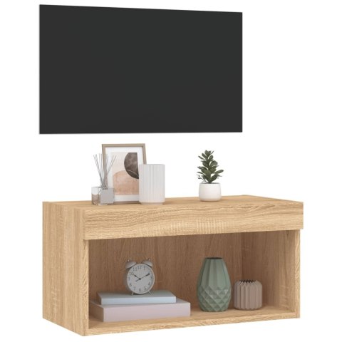SZAFKA POD TV, Z OŚWIETLENIEM LED, DĄB SONOMA, 60X30X30 CM