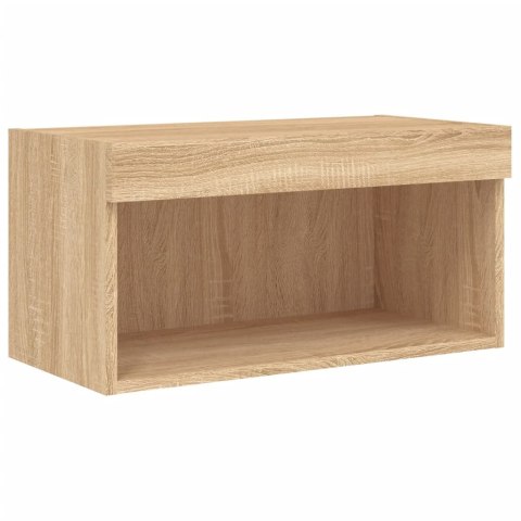 SZAFKA POD TV, Z OŚWIETLENIEM LED, DĄB SONOMA, 60X30X30 CM