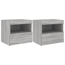SZAFKI NOCNE Z LED 2 SZT. SZARY DĄB SONOMA 50X40X45CM