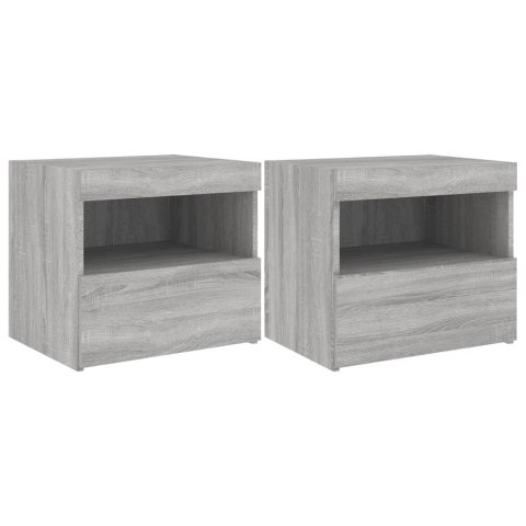 SZAFKI NOCNE Z LED 2 SZT. SZARY DĄB SONOMA 50X40X45CM