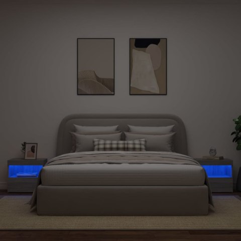 SZAFKI NOCNE Z LED 2 SZT. SZARY DĄB SONOMA 50X40X45CM