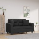 2-OSOBOWA SOFA Z PODUSZKAMI CZARNA 120CM SZTUCZNA SKÓRA