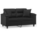 2-OSOBOWA SOFA Z PODUSZKAMI CZARNA 120CM SZTUCZNA SKÓRA
