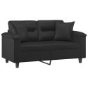 2-OSOBOWA SOFA Z PODUSZKAMI CZARNA 120CM SZTUCZNA SKÓRA