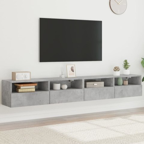 ŚCIENNE SZAFKI TV, 2 SZT., SZAROŚĆ BETONU, 100X30X30 CM