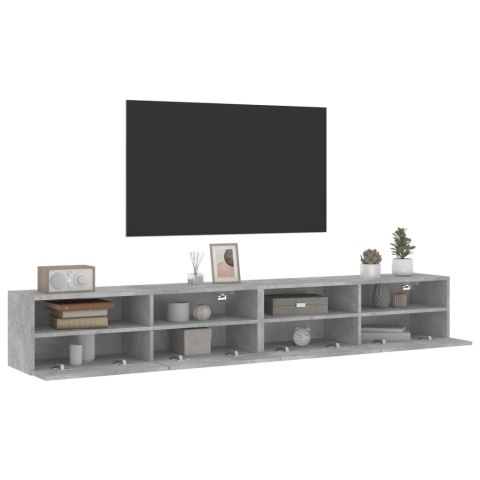 ŚCIENNE SZAFKI TV, 2 SZT., SZAROŚĆ BETONU, 100X30X30 CM
