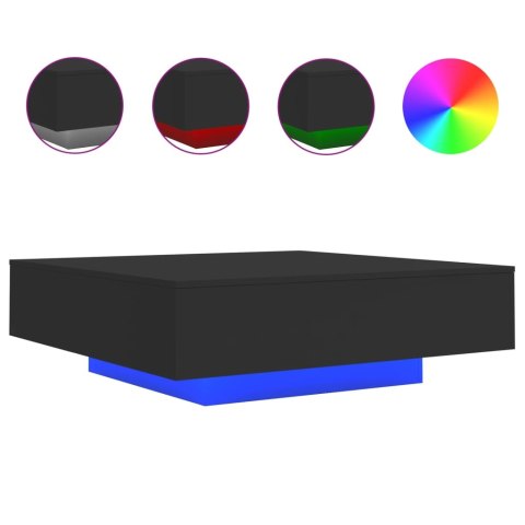 STOLIK KAWOWY Z OŚWIETLENIEM LED CZARNY 100X100X31CM