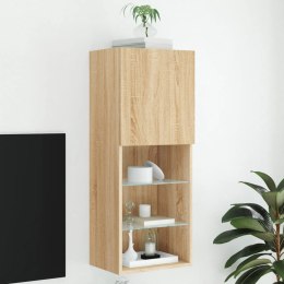 SZAFKA TV Z LED, DĄB SONOMA, 40,5X30X102 CM